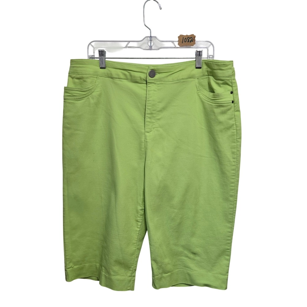 Christopher & Banks Petite Lime Green Bermuda Shorts Size 16P Stretch Cotton